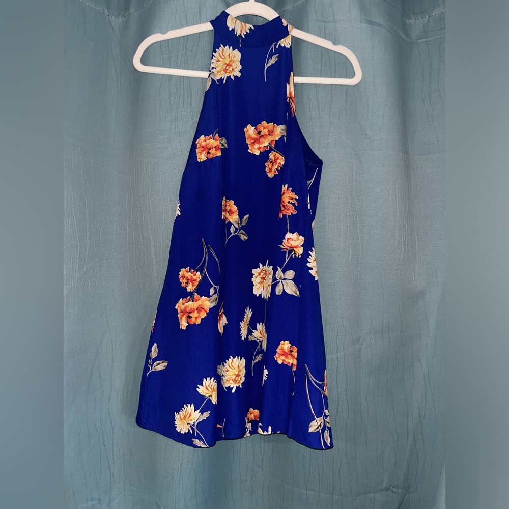 Lulus Royal Blue Floral Blouse